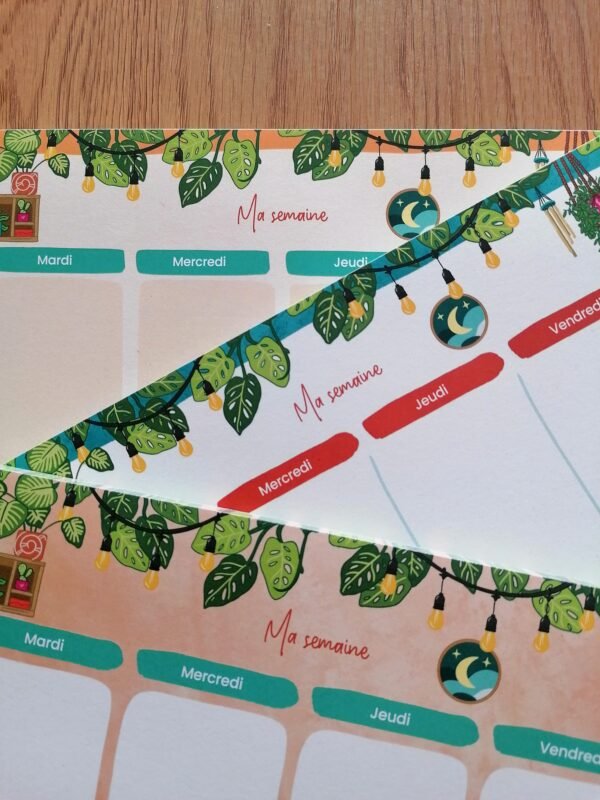 SEMAINIER - PLANNING HEBDOMADAIRE au format A4